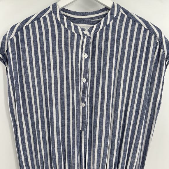 Rails Angelina Dress Boracay Striped Blue White‎ Mini Smocked Linen Size Small - Picture 3 of 12